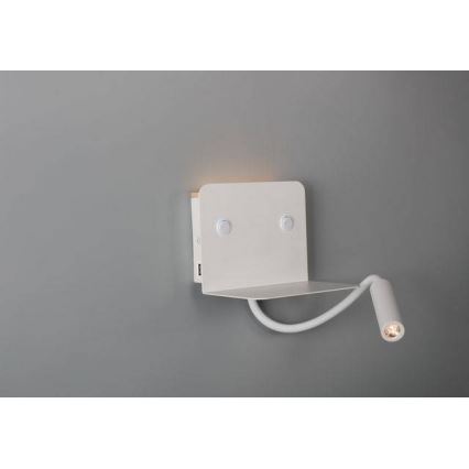 Azzardo AZ4417 - LED Nastavljiva mala svetilka s polico VERA 1xLED/5W/230V + 1xLED/6W bela