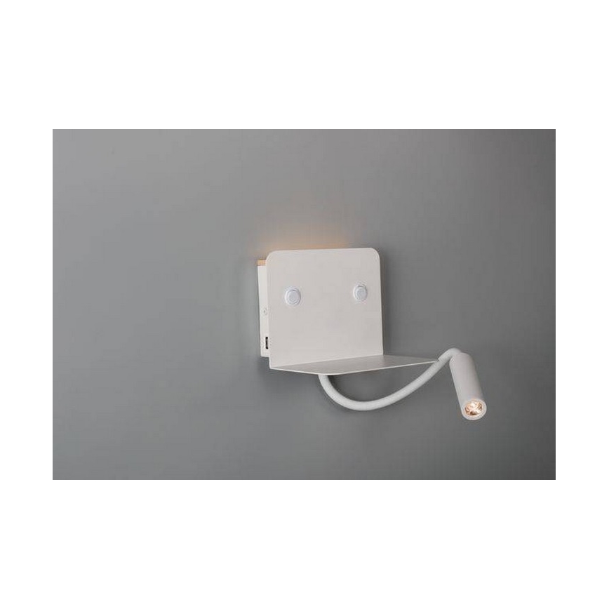 Azzardo AZ4417 - LED Nastavljiva mala svetilka s polico VERA 1xLED/5W/230V + 1xLED/6W bela