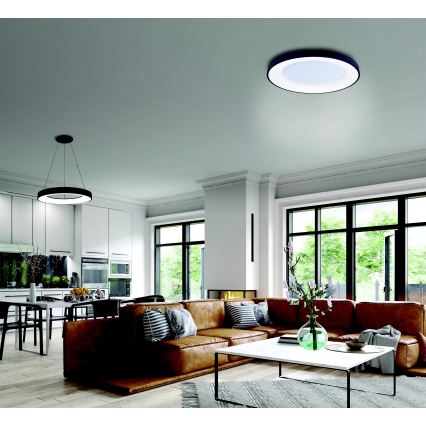 Azzardo AZ4991 - LED Zatemnitvena stropna svetilka SANTANA LED/50W/230V črna + Daljinski upravljalnik