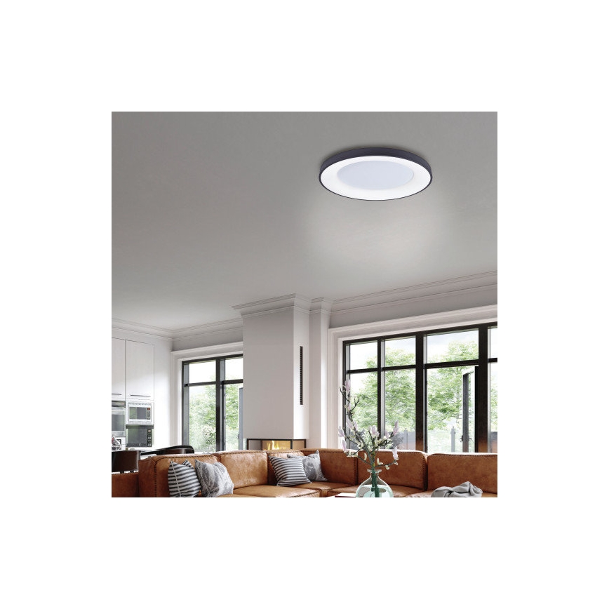 Azzardo AZ4995 - LED Zatemnitvena stropna svetilka SANTANA LED/80W/230V črna + Daljinski upravljalnik