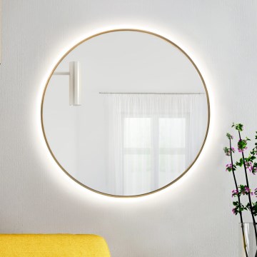 Baltica Design - LED kopalniško stensko ogledalo z osvetlitvijo BRIGHT LED/15W/230V 4500K, premer 80 cm, IP65, zlato