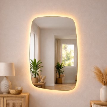 Baltica Design - LED kopalniško stensko ogledalo z ozadno osvetlitvijo STONE CALM LED/15W/230V 2700K 90x60 cm IP65