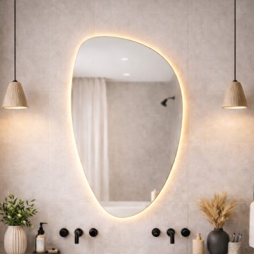 Baltica Design - LED stensko kopalniško ogledalo z osvetlitvijo STONE FLUID LED/15W/230V 2700K 92x55 cm IP65