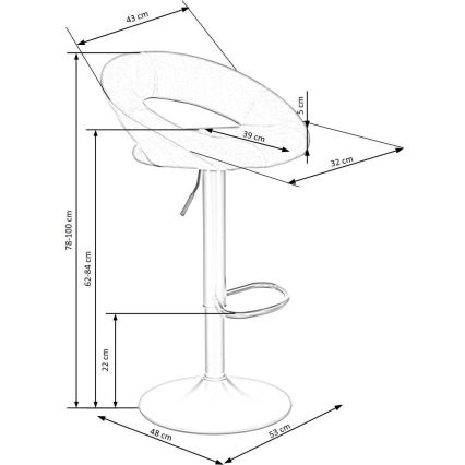 Barski stol 100x48 cm siva/antracit