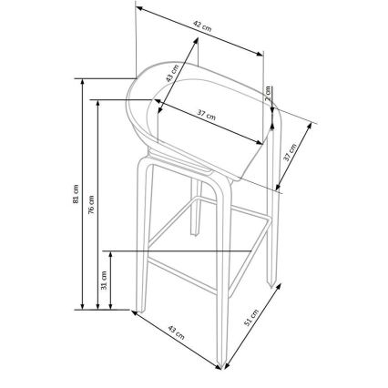 Barski stol 81x51 cm bež/bela