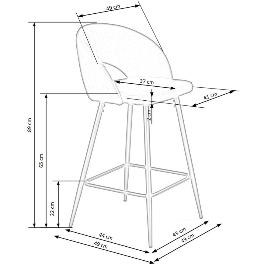 Barski stol 89x49 cm siva/črna