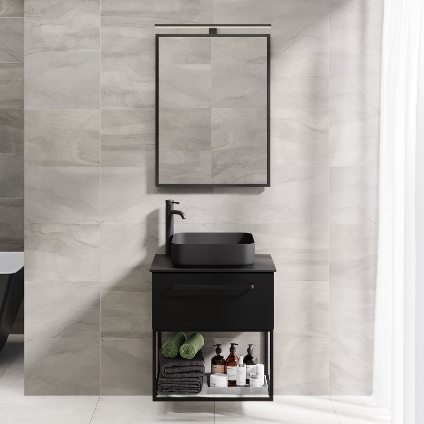 BATH DELUXE 01-060-05-02-00 - Kopalniško ogledalo BORGSTED 60x80 cm črna