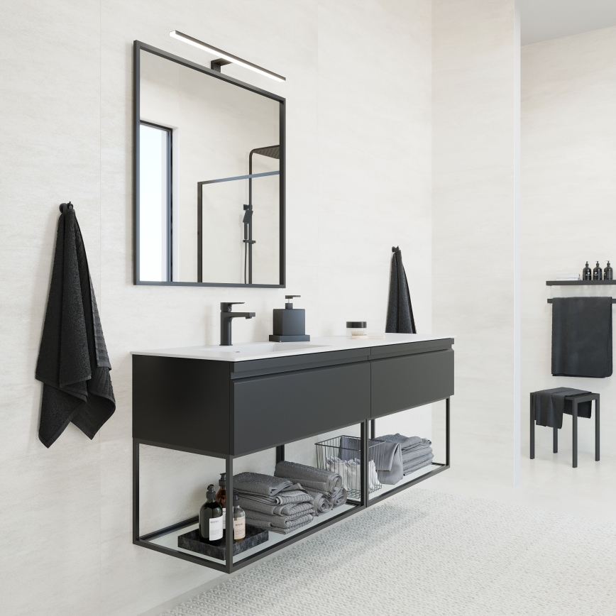 BATH DELUXE 01-080-05-02-00 - Kopalniško ogledalo BORGSTED 80x80 cm črna