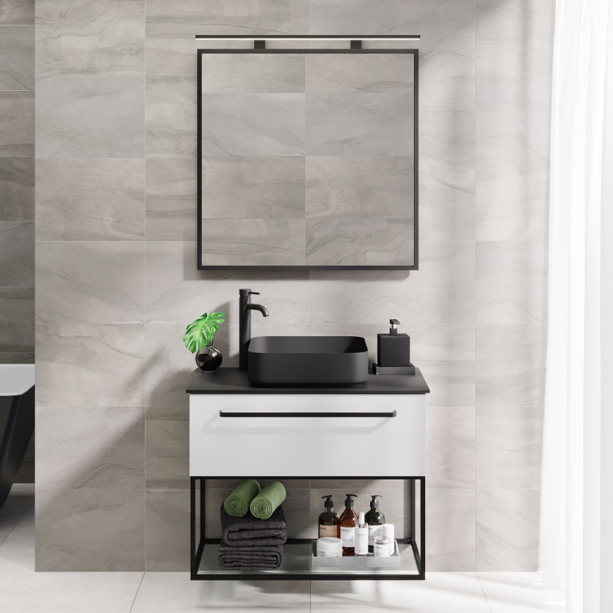 BATH DELUXE 01-080-05-02-00 - Kopalniško ogledalo BORGSTED 80x80 cm črna
