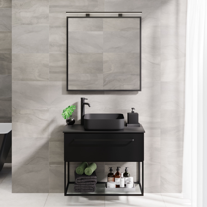 BATH DELUXE 01-080-05-02-00 - Kopalniško ogledalo BORGSTED 80x80 cm črna