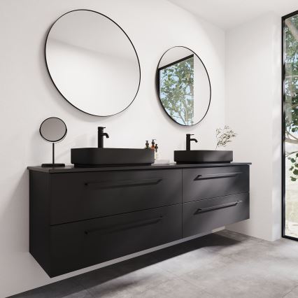 BATH DELUXE 01-080-09-02-00 - Kopalniško ogledalo BORGSTED pr. 80 cm črna
