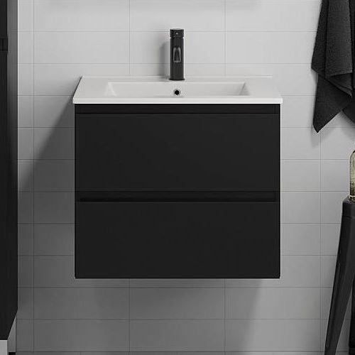 BATH DELUXE 03-060-63-02-01 - Kopalniška omarica z umivalnikom KENWOOD 61 cm mat črna