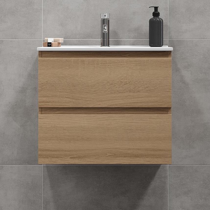 BATH DELUXE 03-060-64-86-01 - Kopalniška omarica z umivalnikom KENWOOD 61 cm hrast