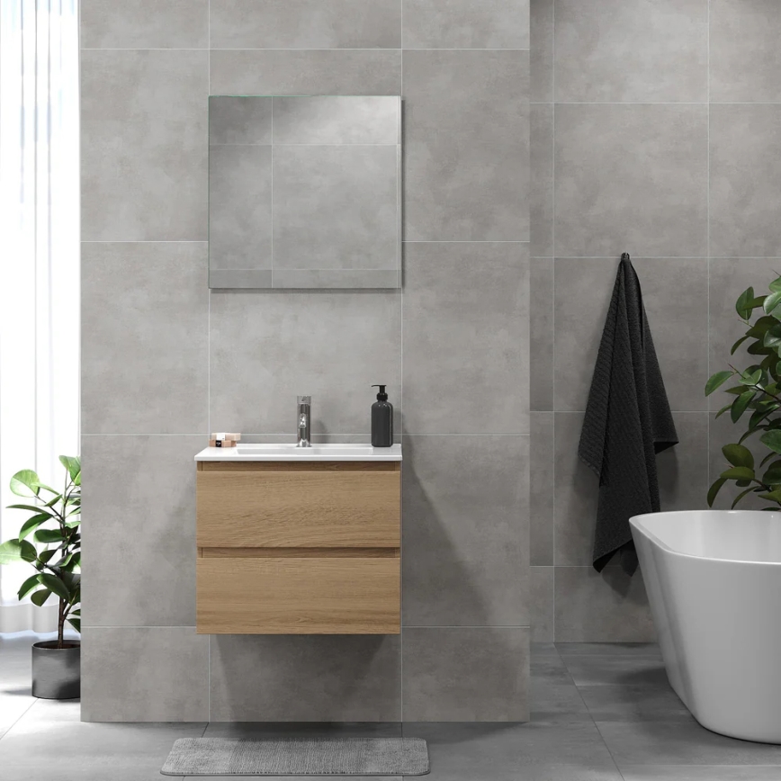BATH DELUXE 03-060-64-86-01 - Kopalniška omarica z umivalnikom KENWOOD 61 cm hrast