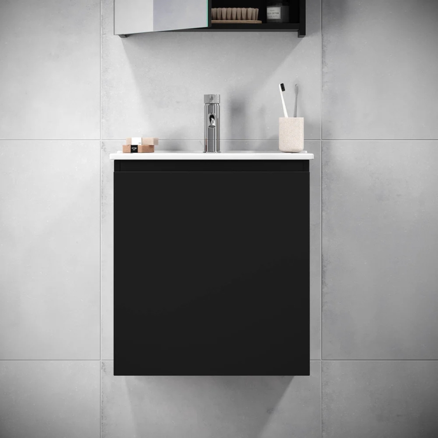 BATH DELUXE 09-050-63-02-01 - Kopalniška omarica z umivalnikom KENWOOD 51 cm mat črna