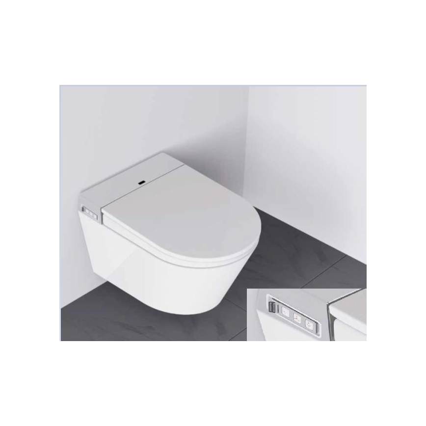 BATH DELUXE 21-040-02-11-00 - Stenska straniščna školjka z bidejem in straniščno desko SoftClose TISVILDELEJE 1600W/230V bela + Daljinski upravljalnik