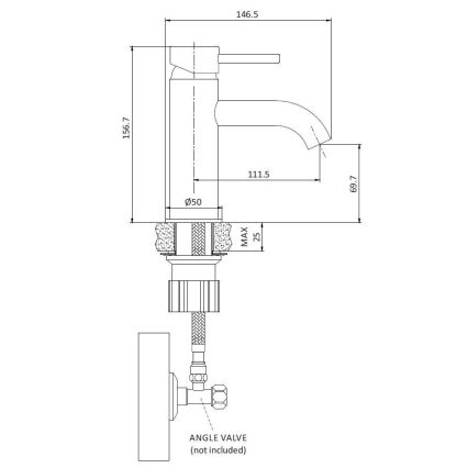 BATH DELUXE 28-005-01-64-04 - Pipa za umivalnik DRAGOR 15,6 cm sijajni medenina