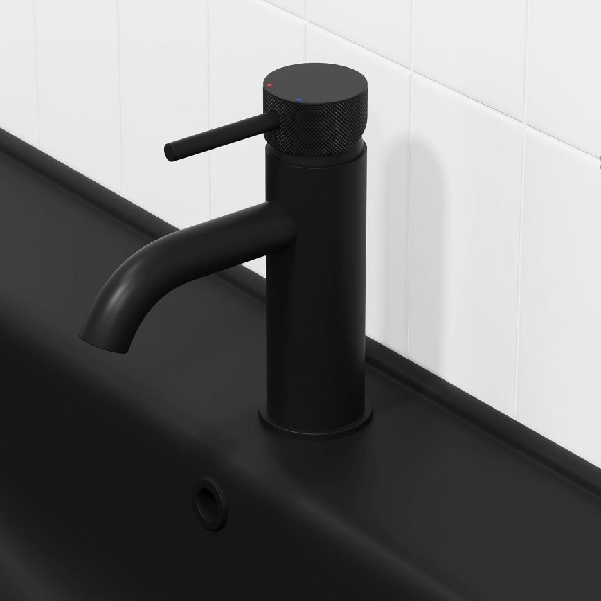 BATH DELUXE 28-005-03-02-00 - Pipa za umivalnik ANHOLT 15,6 cm mat črna