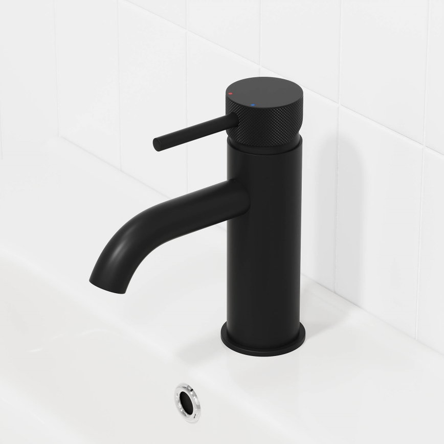 BATH DELUXE 28-005-03-02-00 - Pipa za umivalnik ANHOLT 15,6 cm mat črna