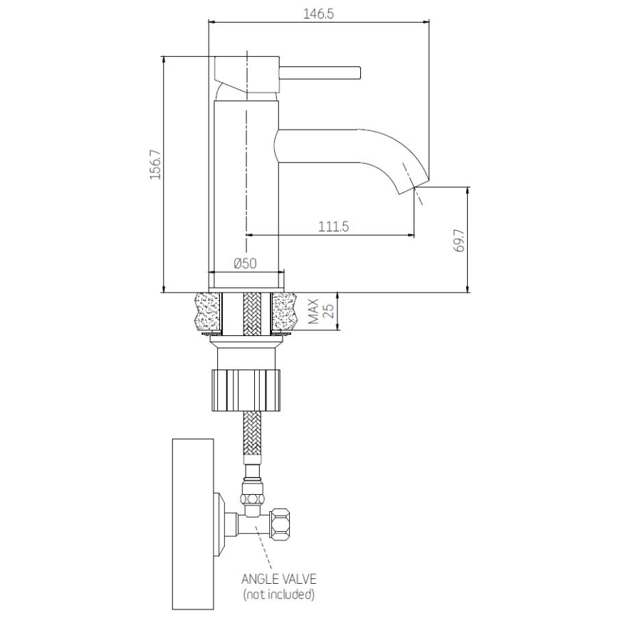 BATH DELUXE 28-005-03-72-00 - Pipa za umivalnik ANHOLT 15,6 cm črna/medenina