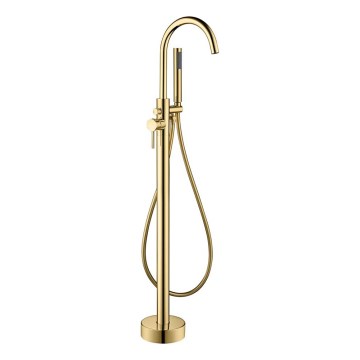 BATH DELUXE 28-114-01-64-00 - Prostostoječi kopalni set s pipo DRAGOR 116 cm sijajni medenina