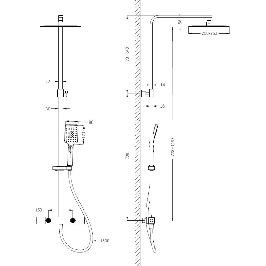 BATH DELUXE 31-120-06-02-00 - Tuš set s termostatsko pipo NAESBY mat črna