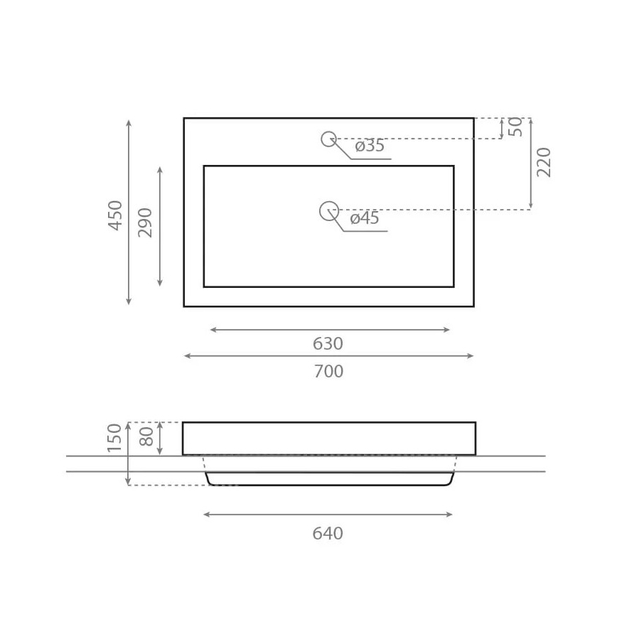 Bathco 0023 - Vgradni umivalnik MANCHESTER 70x45 cm porcelan/bela