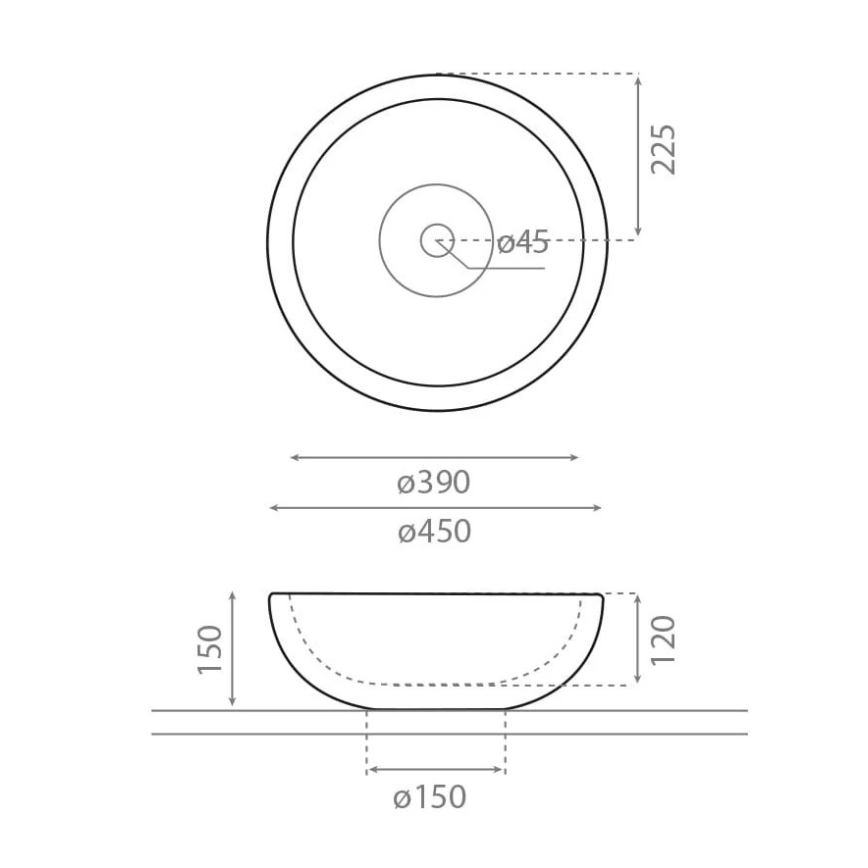 Bathco 00318 - Nadpultni umivalnik PUKET, premer 45 cm, kamen/bež