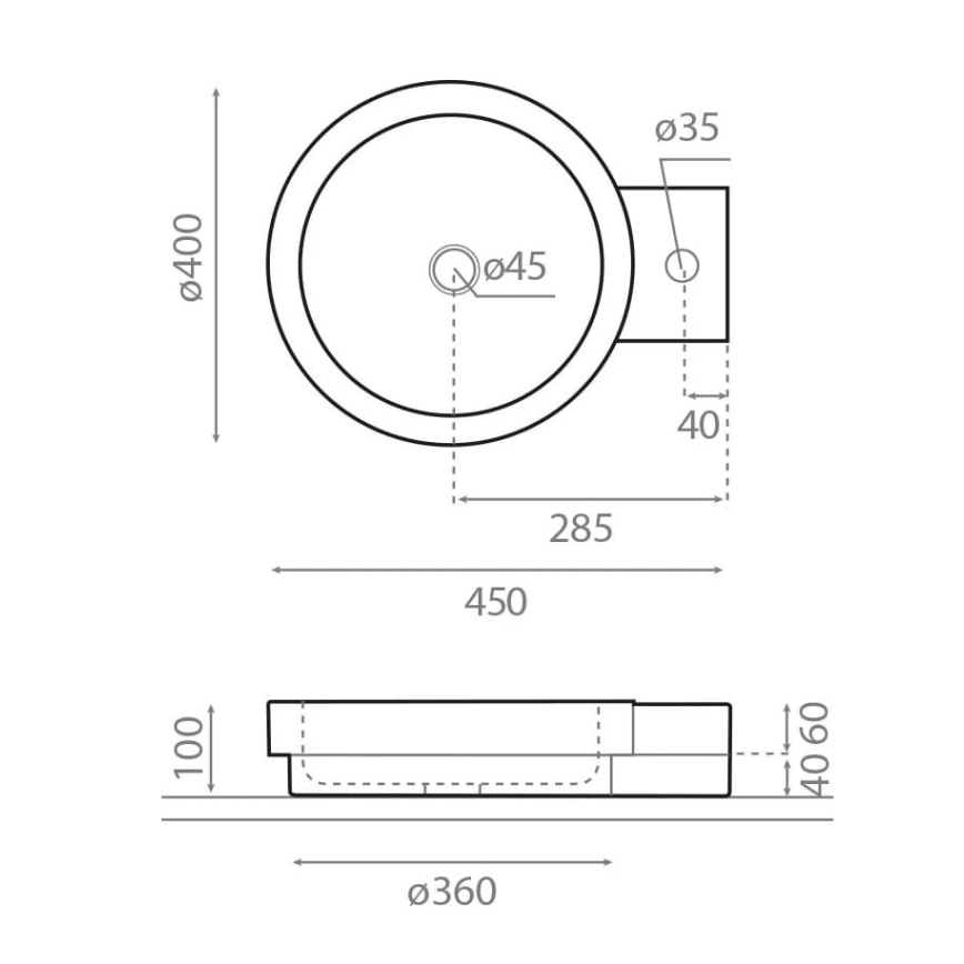 Bathco 00339 - Umivalnik na pult ICONO 40x45 cm kamen/siva