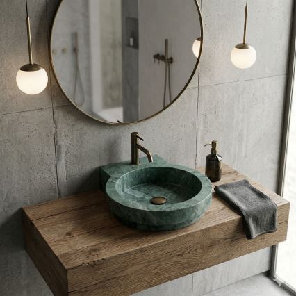Bathco 00339 - Umivalnik na pult ICONO 40x45 cm kamen/siva