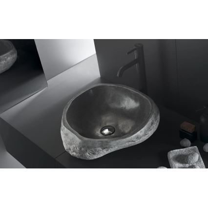 Bathco 00393 - Umivalnik za pult RIO 52 x 47 cm, kamen/siva