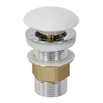 Bathco 0212MT- Odtok za umivalnik brez prelivnega sistema CLICK-CLACK, premer 6 cm, sijajni krom/mat bela