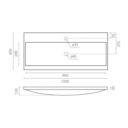 Bathco 0506 - Vgradni umivalnik MANHATTAN 100x45 cm smola/bela