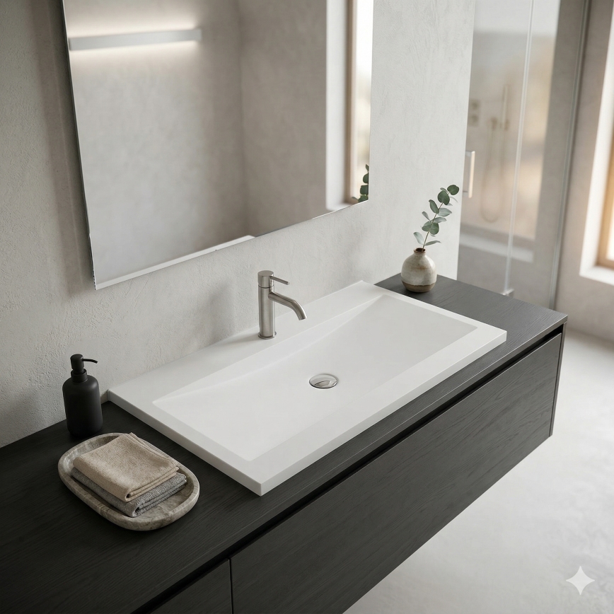 Bathco 0506 - Vgradni umivalnik MANHATTAN 100x45 cm smola/bela