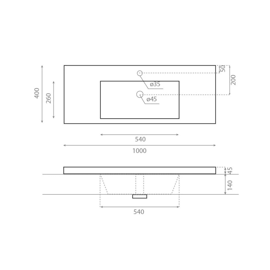 Bathco 0515 - Vgradni umivalnik COLLOTO 100x40 cm smola/bela