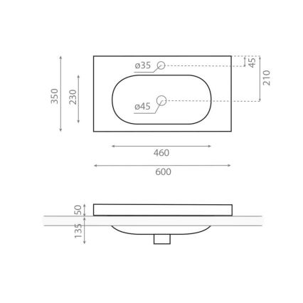 Bathco 0516 - Vgradni umivalnik ICE 60x35 cm iz smole/bela