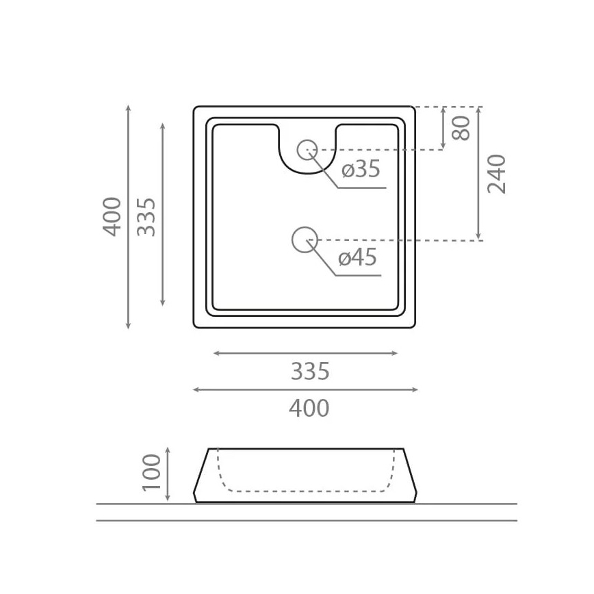 Bathco 4003 - Pultni umivalnik GALICIA 40x40 cm porcelan/bela