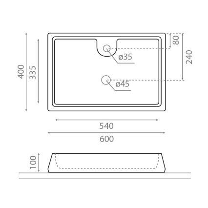 Bathco 4004 - Umivalnik za pult GALICIA 60 x 40 cm, porcelan/bela