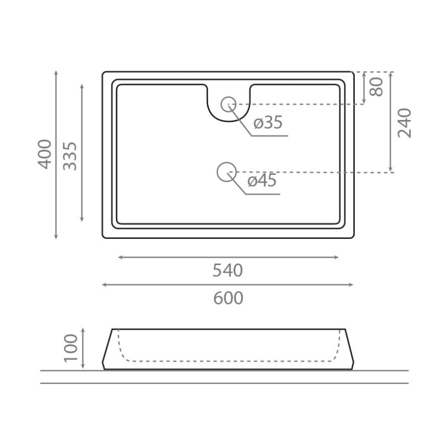 Bathco 4004 - Umivalnik za pult GALICIA 60 x 40 cm, porcelan/bela