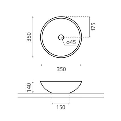 Bathco 4015 - Umivalnik za pult CASTELLON, Ø 35 cm, porcelan/bela