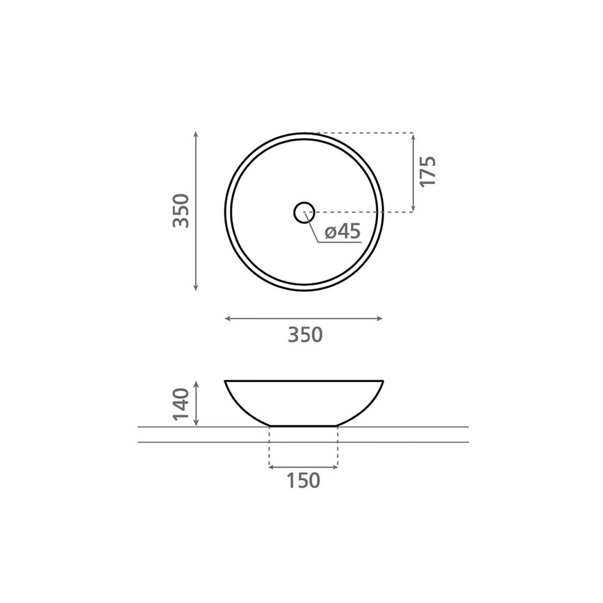 Bathco 4015 - Umivalnik za pult CASTELLON, Ø 35 cm, porcelan/bela