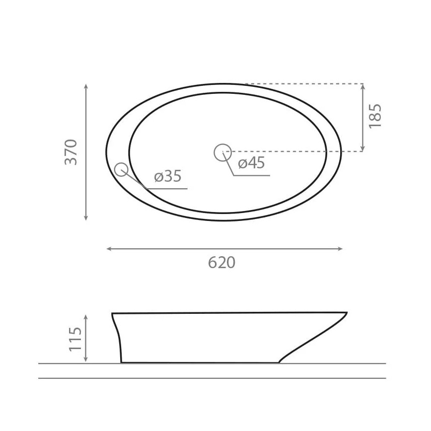 Bathco 4020 - Nadpultni umivalnik PURE 62x37 cm porcelan/bela