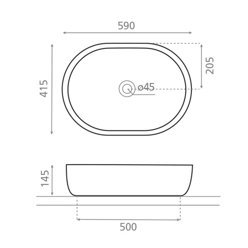 Bathco 4037 - Nadpultni umivalnik TOULOUSE 59x41,5 cm porcelan/bela