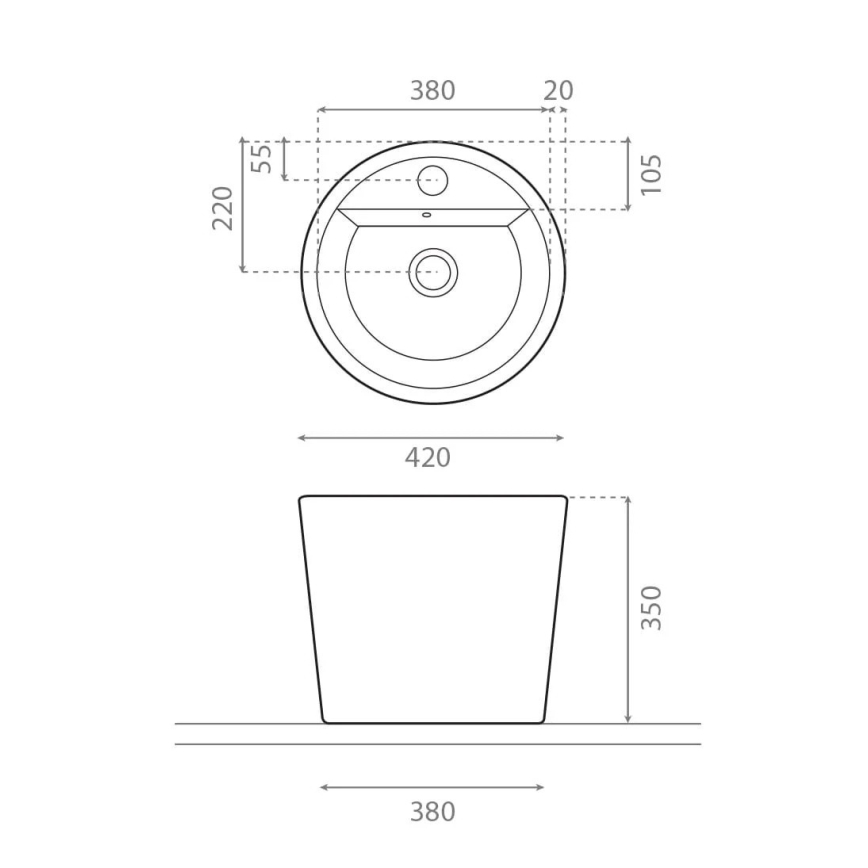 Bathco 4057 - Umivalnik za pult FLORENCIA, premer 42 cm, porcelan/bela