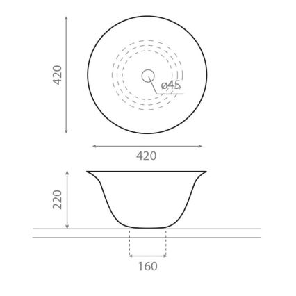 Bathco 4062 - Pultni umivalnik NORDIC, premer 42 cm, porcelan/bela