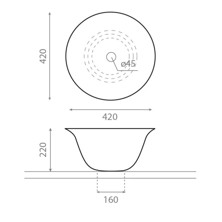 Bathco 4062 - Pultni umivalnik NORDIC, premer 42 cm, porcelan/bela