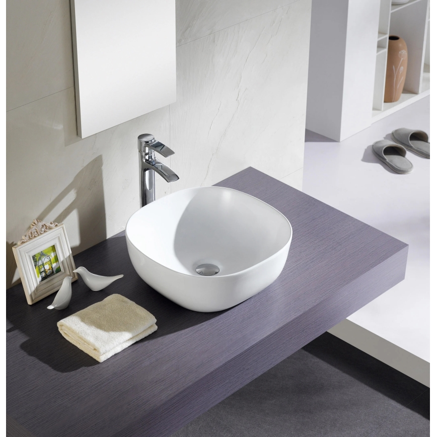 Bathco 4071 - Umivalnik na pult OLEA 41x41 cm porcelan/bela