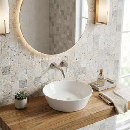 Bathco 4087 - Namizni umivalnik VOLTA, premer 42 cm, porcelan/bela