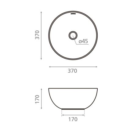 Bathco 4131 - Umivalnik na pult BARI premer 37 cm porcelan/bela