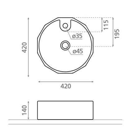 Bathco 4158 - Umivalnik za pult CIRCUS Ø 42 cm porcelan/bela
